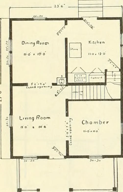 An illustration from Radford's combined house and barn plan book, 1908, leaf 73