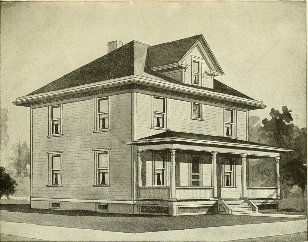 An illustration from Radford's combined house and barn plan book, 1908, leaf 74