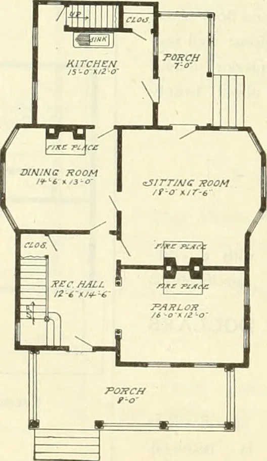 An illustration from Radford's combined house and barn plan book, 1908, leaf 75
