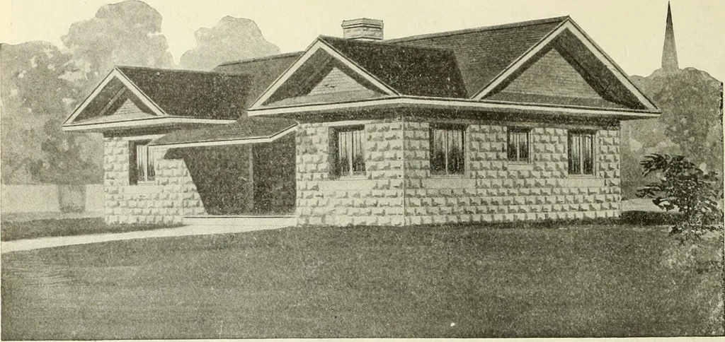 An illustration from Radford's combined house and barn plan book, 1908, leaf 77