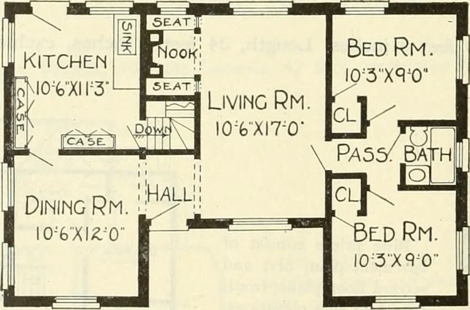 An illustration from Radford's combined house and barn plan book, 1908, leaf 77