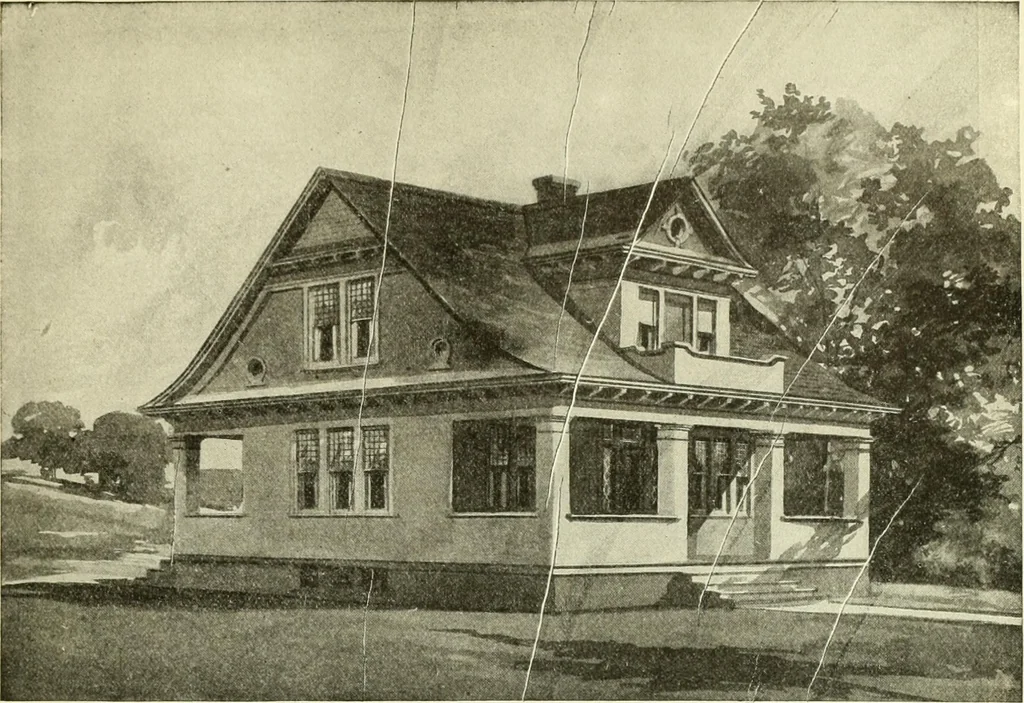 An illustration from Radford's combined house and barn plan book, 1908, leaf 80