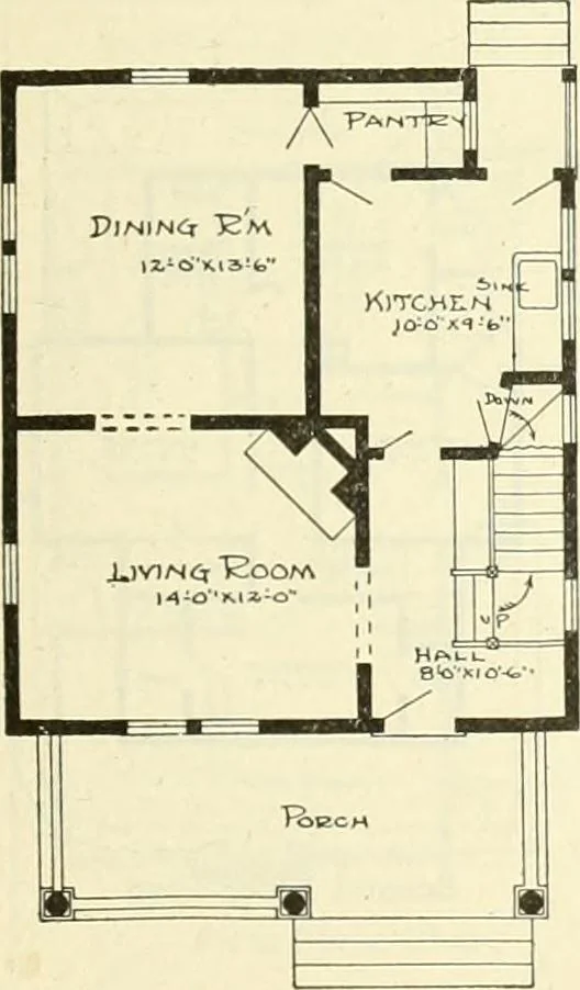 An illustration from Radford's combined house and barn plan book, 1908, leaf 84
