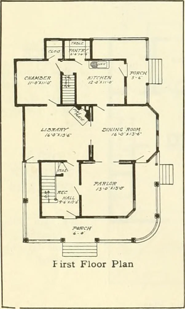 An illustration from Radford's combined house and barn plan book, 1908, leaf 85