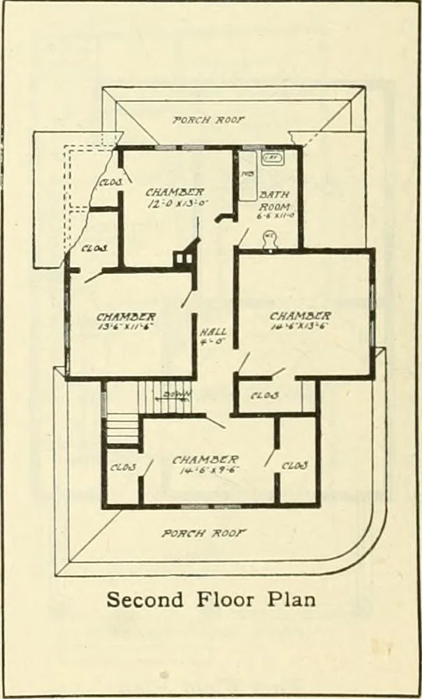 An illustration from Radford's combined house and barn plan book, 1908, leaf 85