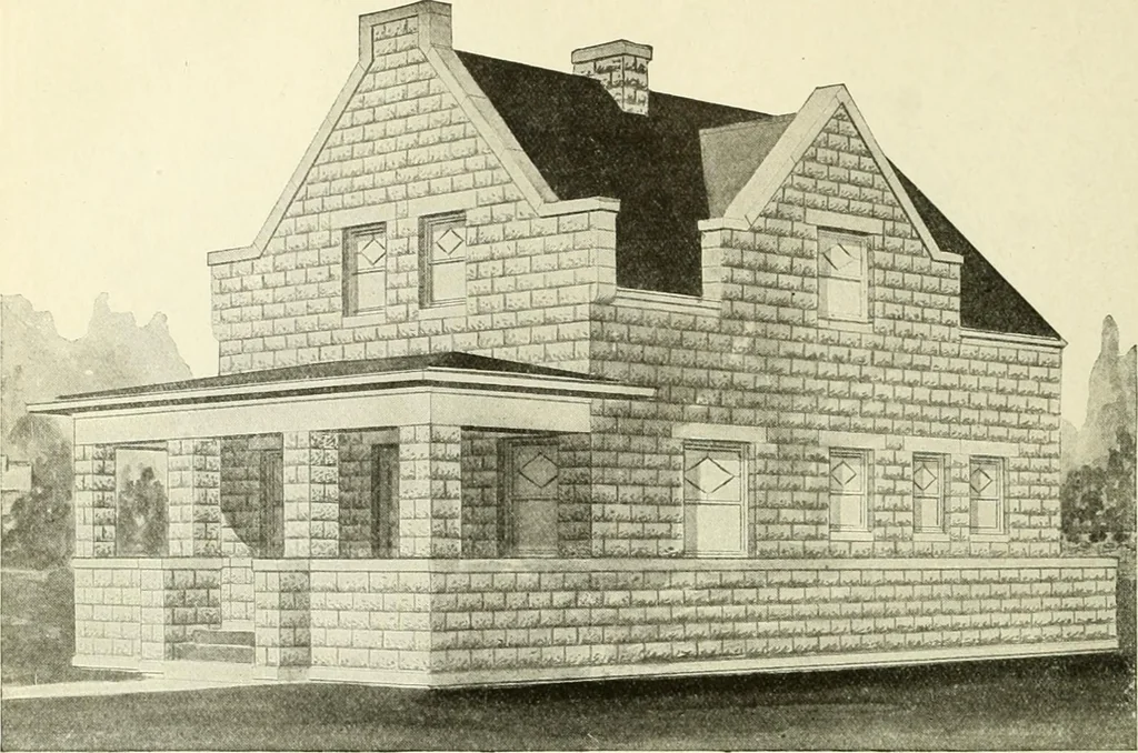 An illustration from Radford's combined house and barn plan book, 1908, leaf 87