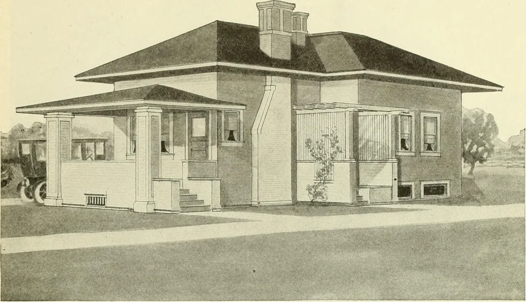 An illustration from Radford's combined house and barn plan book, 1908, leaf 90
