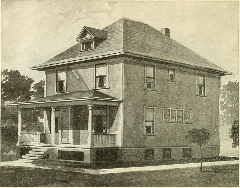 An illustration from Radford's combined house and barn plan book, 1908, leaf 91