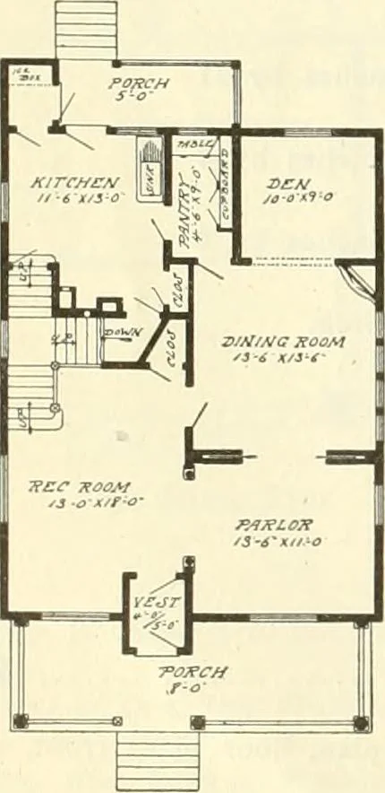 An illustration from Radford's combined house and barn plan book, 1908, leaf 91