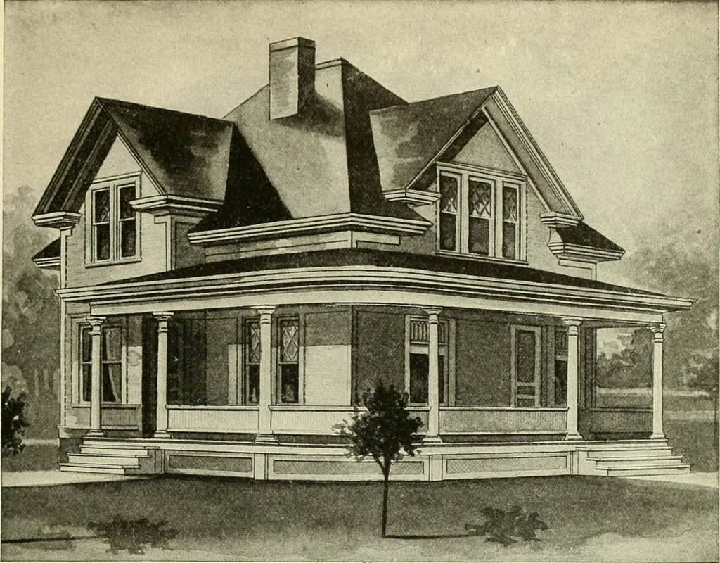 An illustration from Radford's combined house and barn plan book, 1908, leaf 92