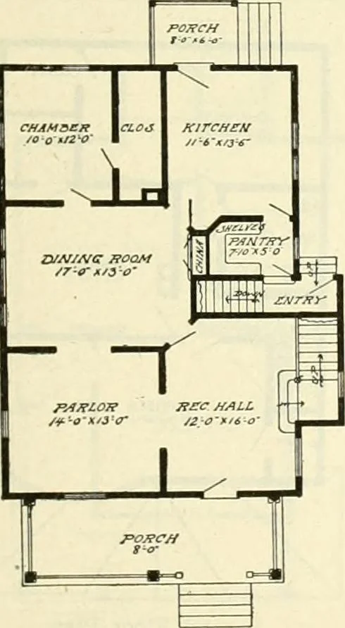 An illustration from Radford's combined house and barn plan book, 1908, leaf 96