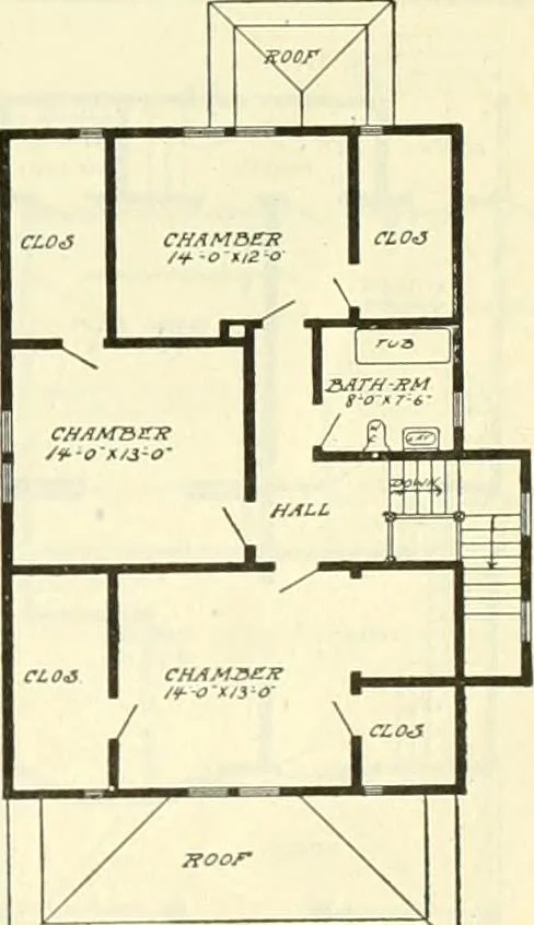 An illustration from Radford's combined house and barn plan book, 1908, leaf 96