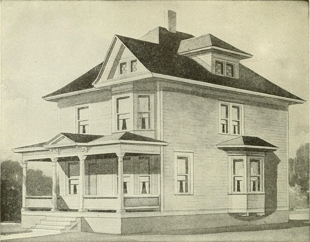 An illustration from Radford's combined house and barn plan book, 1908, leaf 97
