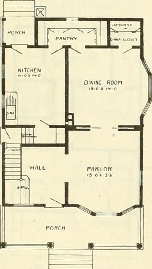 An illustration from Radford's combined house and barn plan book, 1908, leaf 97
