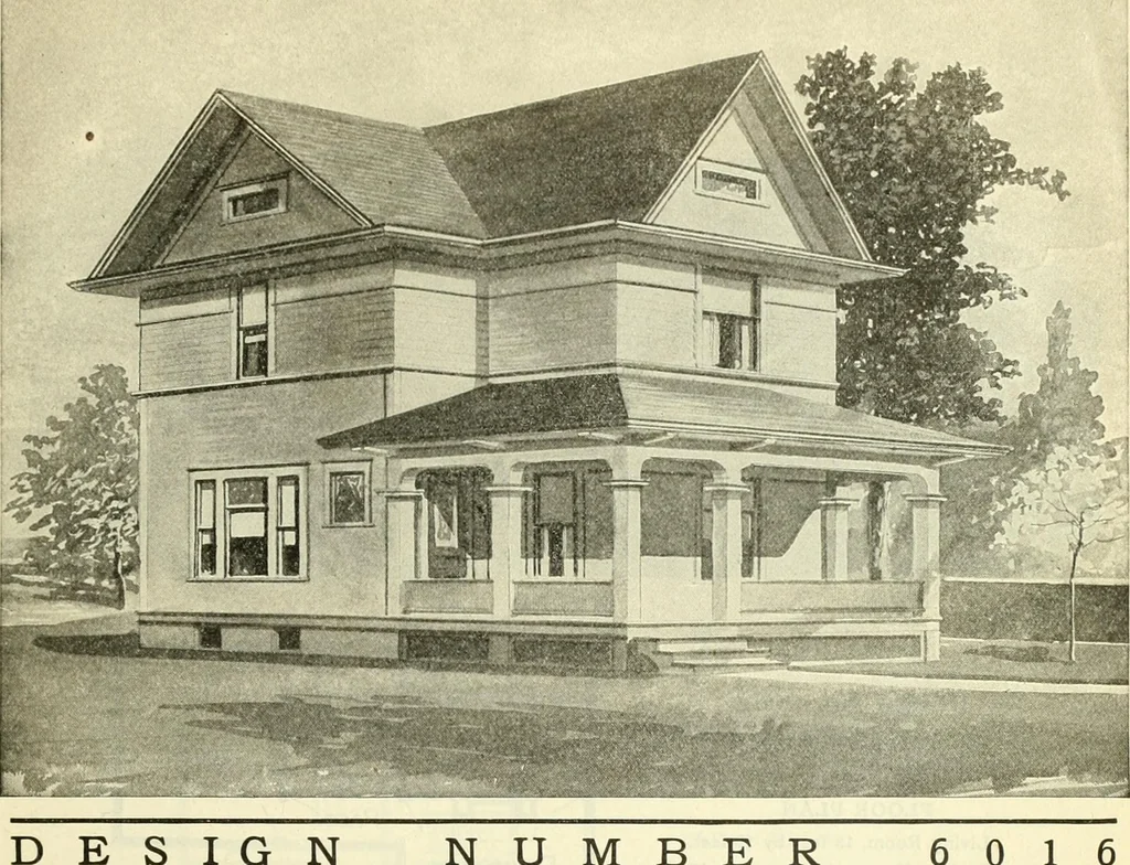 An illustration from Radford's combined house and barn plan book, 1908, leaf 98