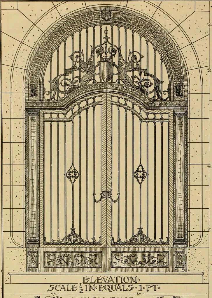 An illustration from Radford’s portfolio of details of building construction; a remarkable and unique collection of full-page plates, accurately drawn and reproduced to exact scale. Complete details for every style of interior trim, including special built-in features., 1911, leaf 101