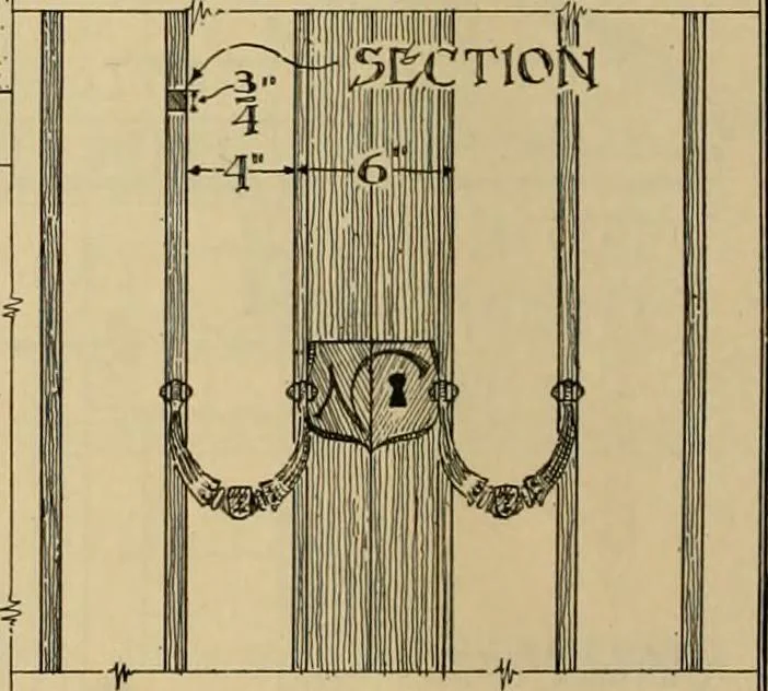 An illustration from Radford’s portfolio of details of building construction; a remarkable and unique collection of full-page plates, accurately drawn and reproduced to exact scale. Complete details for every style of interior trim, including special built-in features., 1911, leaf 101