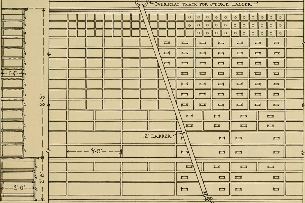 An illustration from Radford’s portfolio of details of building construction; a remarkable and unique collection of full-page plates, accurately drawn and reproduced to exact scale. Complete details for every style of interior trim, including special built-in features., 1911, leaf 106