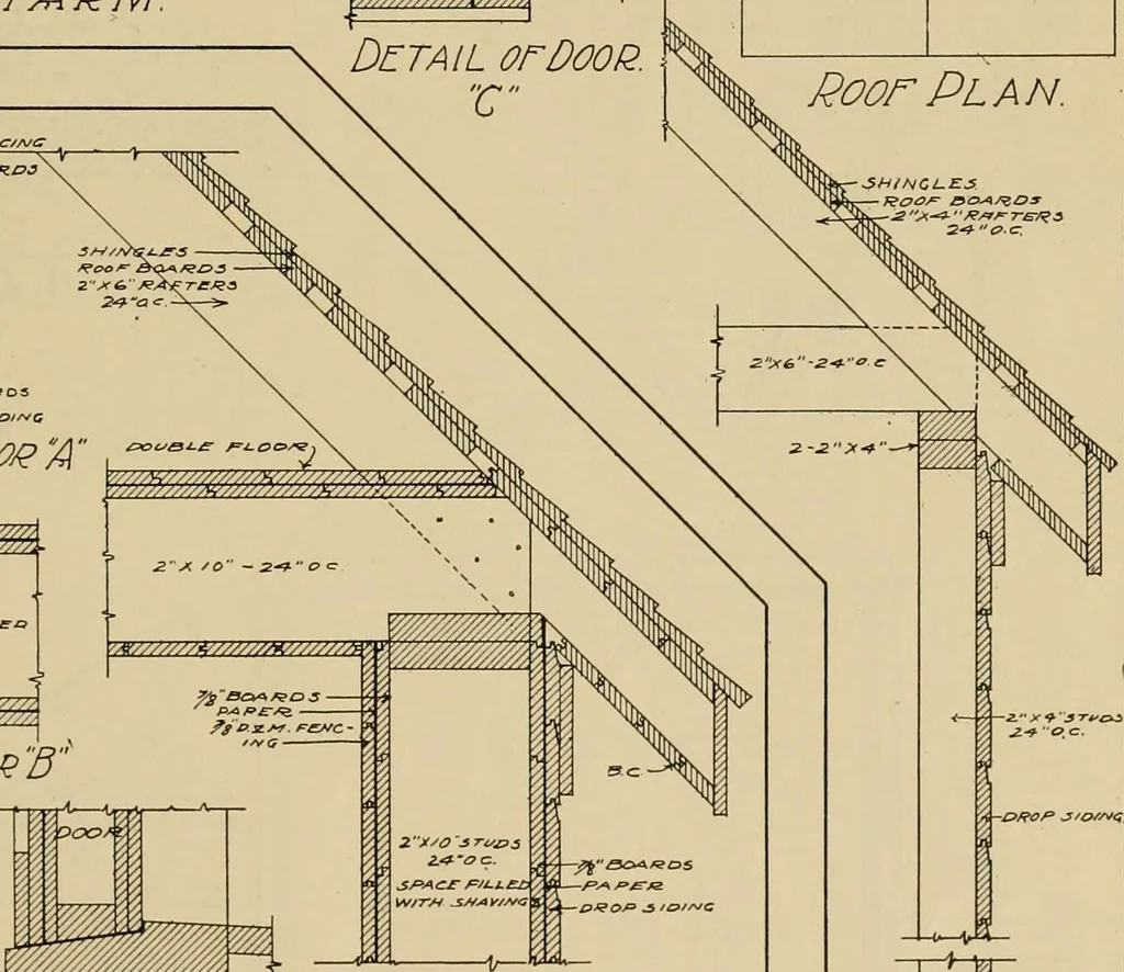 An illustration from Radford’s portfolio of details of building construction; a remarkable and unique collection of full-page plates, accurately drawn and reproduced to exact scale. Complete details for every style of interior trim, including special built-in features., 1911, leaf 118
