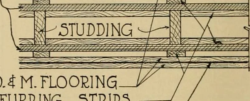 An illustration from Radford’s portfolio of details of building construction; a remarkable and unique collection of full-page plates, accurately drawn and reproduced to exact scale. Complete details for every style of interior trim, including special built-in features., 1911, leaf 119