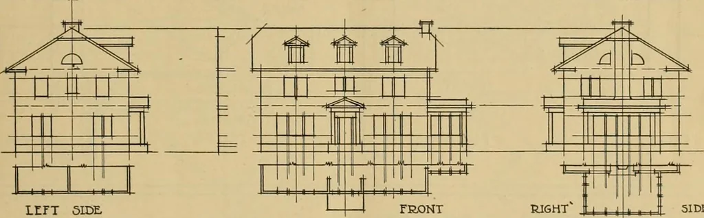 An illustration from Radford’s portfolio of details of building construction; a remarkable and unique collection of full-page plates, accurately drawn and reproduced to exact scale. Complete details for every style of interior trim, including special built-in features., 1911, leaf 12