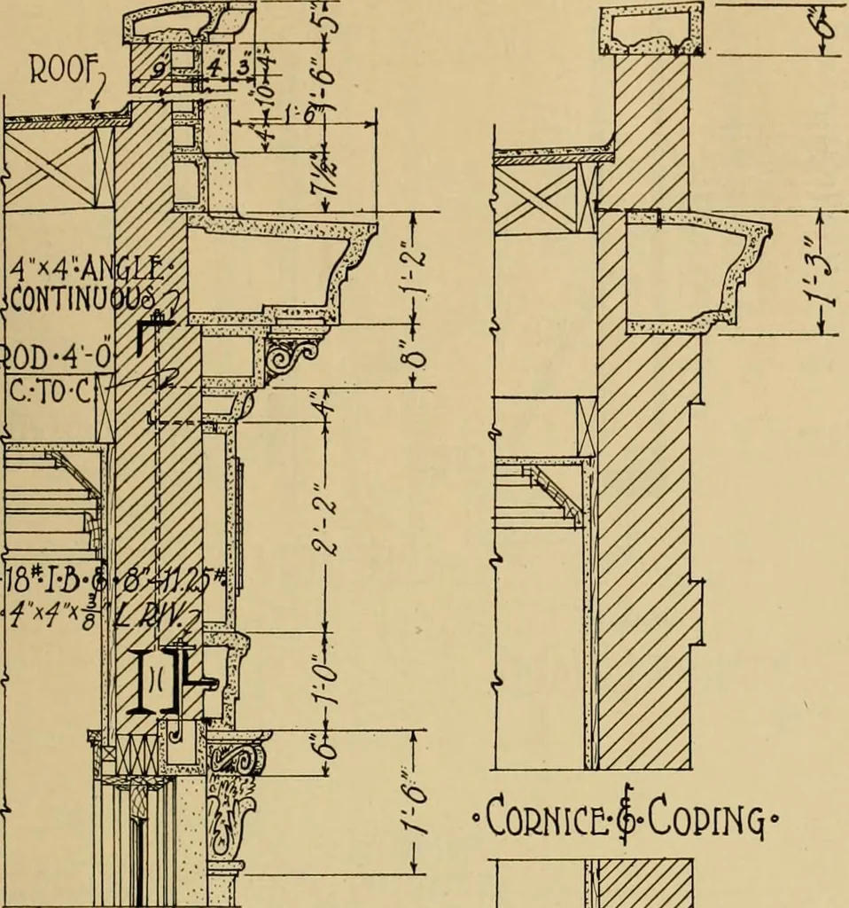 An illustration from Radford’s portfolio of details of building construction; a remarkable and unique collection of full-page plates, accurately drawn and reproduced to exact scale. Complete details for every style of interior trim, including special built-in features., 1911, leaf 124