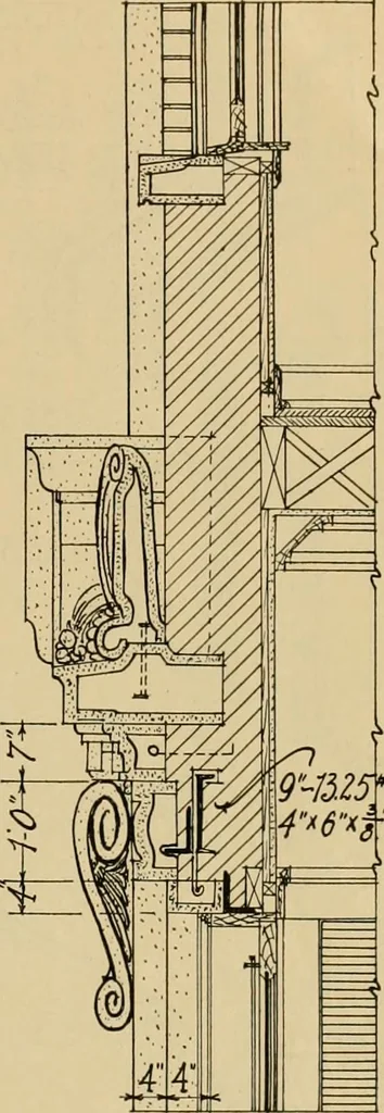An illustration from Radford’s portfolio of details of building construction; a remarkable and unique collection of full-page plates, accurately drawn and reproduced to exact scale. Complete details for every style of interior trim, including special built-in features., 1911, leaf 124