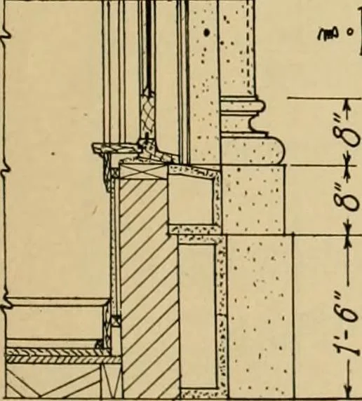 An illustration from Radford’s portfolio of details of building construction; a remarkable and unique collection of full-page plates, accurately drawn and reproduced to exact scale. Complete details for every style of interior trim, including special built-in features., 1911, leaf 124