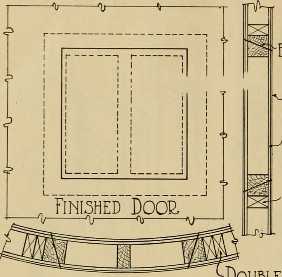 An illustration from Radford’s portfolio of details of building construction; a remarkable and unique collection of full-page plates, accurately drawn and reproduced to exact scale. Complete details for every style of interior trim, including special built-in features., 1911, leaf 127