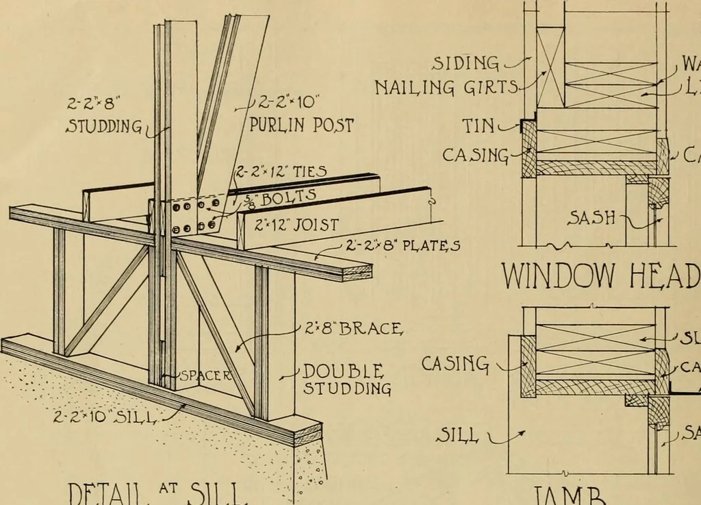 An illustration from Radford’s portfolio of details of building construction; a remarkable and unique collection of full-page plates, accurately drawn and reproduced to exact scale. Complete details for every style of interior trim, including special built-in features., 1911, leaf 135