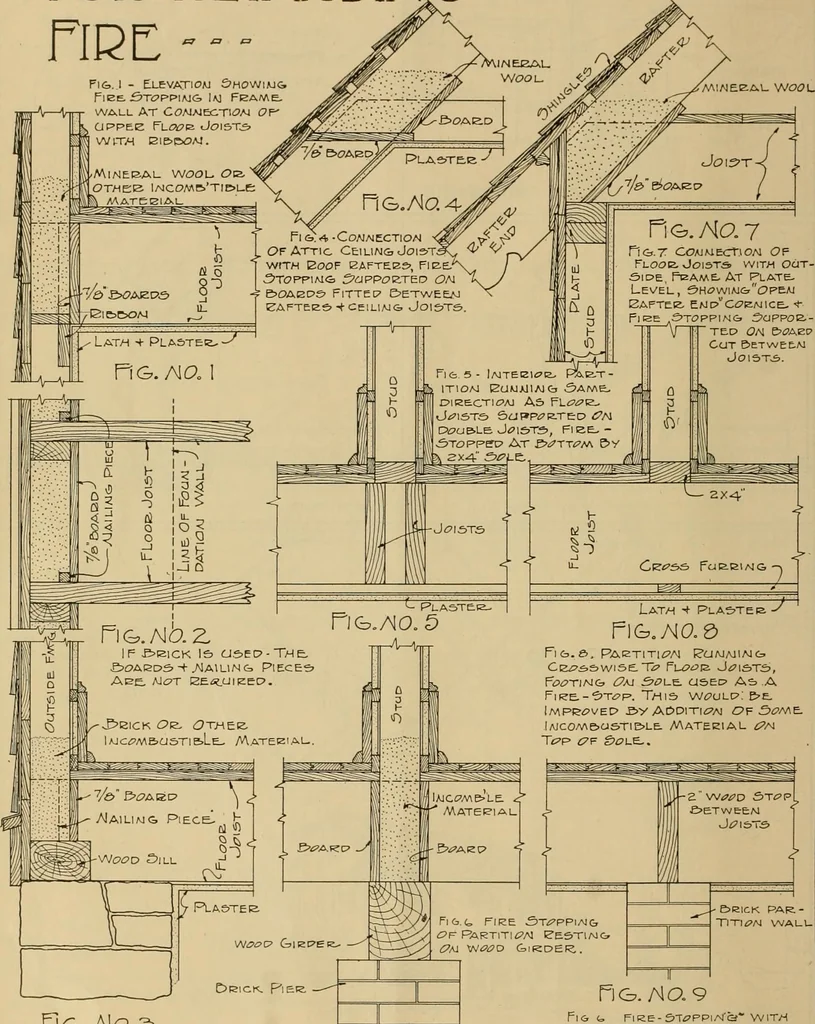 An illustration from Radford’s portfolio of details of building construction; a remarkable and unique collection of full-page plates, accurately drawn and reproduced to exact scale. Complete details for every style of interior trim, including special built-in features., 1911, leaf 15