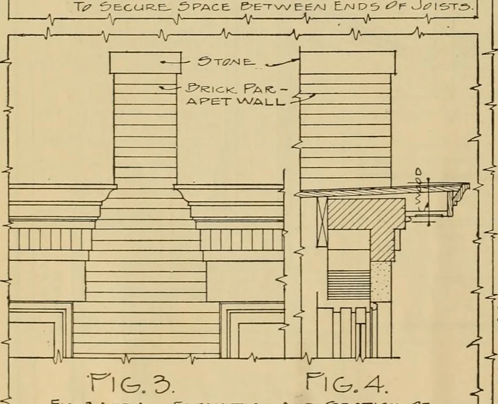 An illustration from Radford’s portfolio of details of building construction; a remarkable and unique collection of full-page plates, accurately drawn and reproduced to exact scale. Complete details for every style of interior trim, including special built-in features., 1911, leaf 19