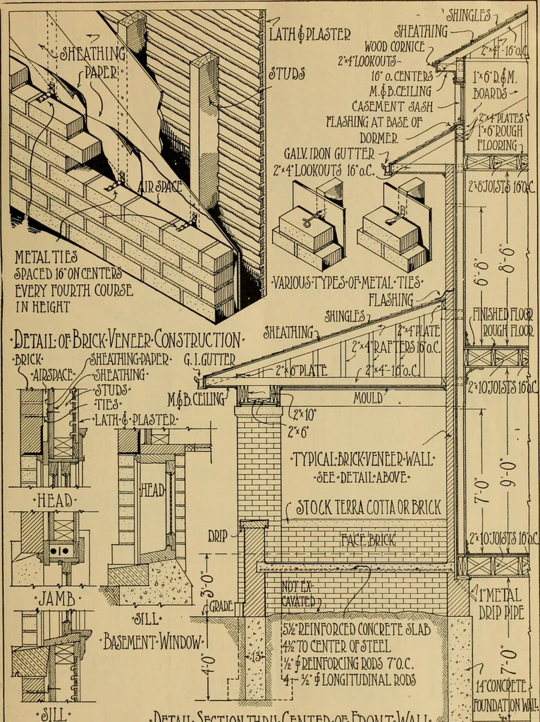 An illustration from Radford’s portfolio of details of building construction; a remarkable and unique collection of full-page plates, accurately drawn and reproduced to exact scale. Complete details for every style of interior trim, including special built-in features., 1911, leaf 24