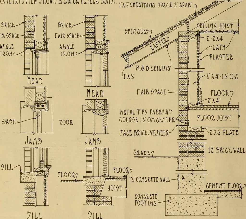 An illustration from Radford’s portfolio of details of building construction; a remarkable and unique collection of full-page plates, accurately drawn and reproduced to exact scale. Complete details for every style of interior trim, including special built-in features., 1911, leaf 25