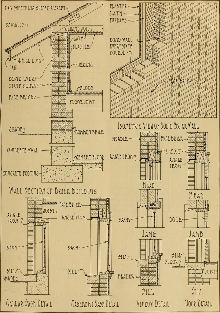 An illustration from Radford’s portfolio of details of building construction; a remarkable and unique collection of full-page plates, accurately drawn and reproduced to exact scale. Complete details for every style of interior trim, including special built-in features., 1911, leaf 26
