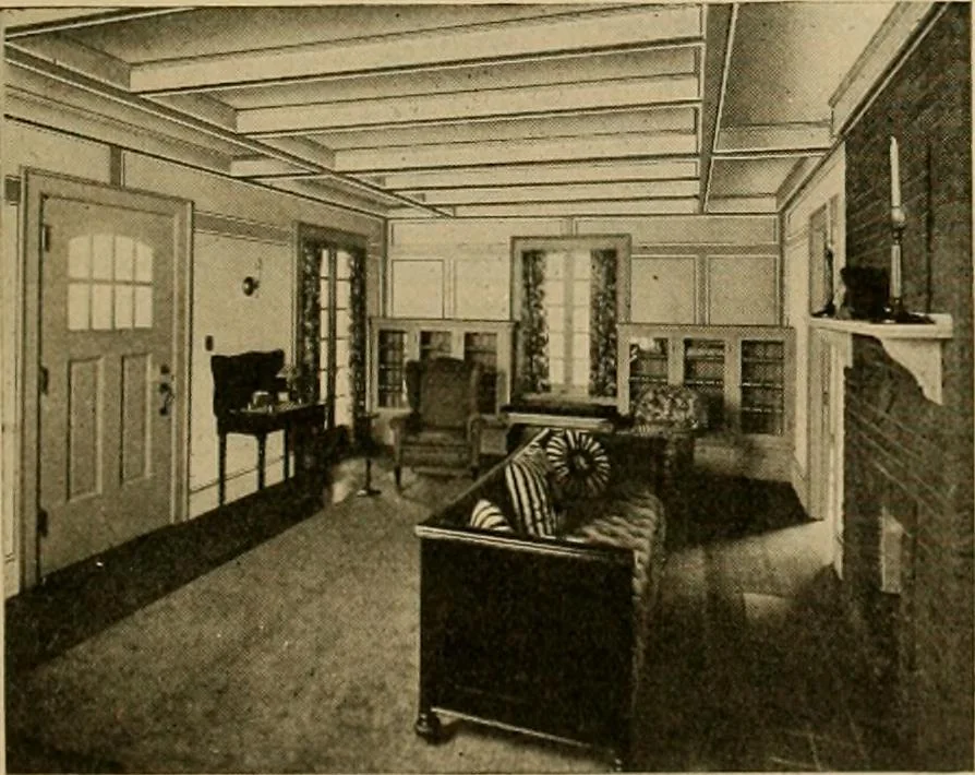 An illustration from Radford’s portfolio of details of building construction; a remarkable and unique collection of full-page plates, accurately drawn and reproduced to exact scale. Complete details for every style of interior trim, including special built-in features., 1911, leaf 36