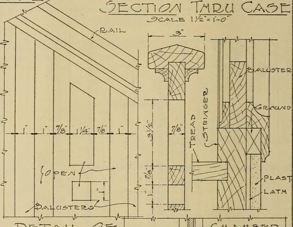 An illustration from Radford’s portfolio of details of building construction; a remarkable and unique collection of full-page plates, accurately drawn and reproduced to exact scale. Complete details for every style of interior trim, including special built-in features., 1911, leaf 41
