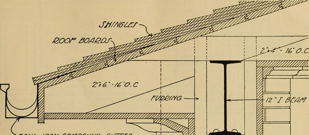 An illustration from Radford’s portfolio of details of building construction; a remarkable and unique collection of full-page plates, accurately drawn and reproduced to exact scale. Complete details for every style of interior trim, including special built-in features., 1911, leaf 50