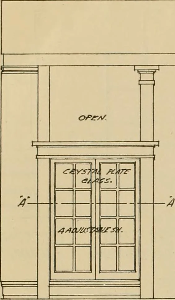An illustration from Radford’s portfolio of details of building construction; a remarkable and unique collection of full-page plates, accurately drawn and reproduced to exact scale. Complete details for every style of interior trim, including special built-in features., 1911, leaf 61