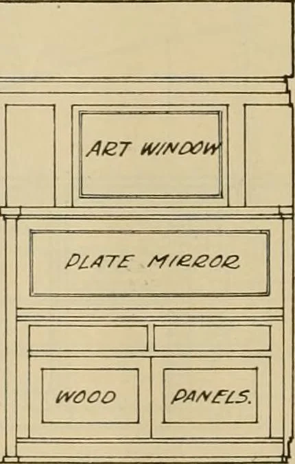An illustration from Radford’s portfolio of details of building construction; a remarkable and unique collection of full-page plates, accurately drawn and reproduced to exact scale. Complete details for every style of interior trim, including special built-in features., 1911, leaf 61