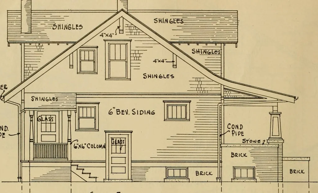 An illustration from Radford’s portfolio of details of building construction; a remarkable and unique collection of full-page plates, accurately drawn and reproduced to exact scale. Complete details for every style of interior trim, including special built-in features., 1911, leaf 63