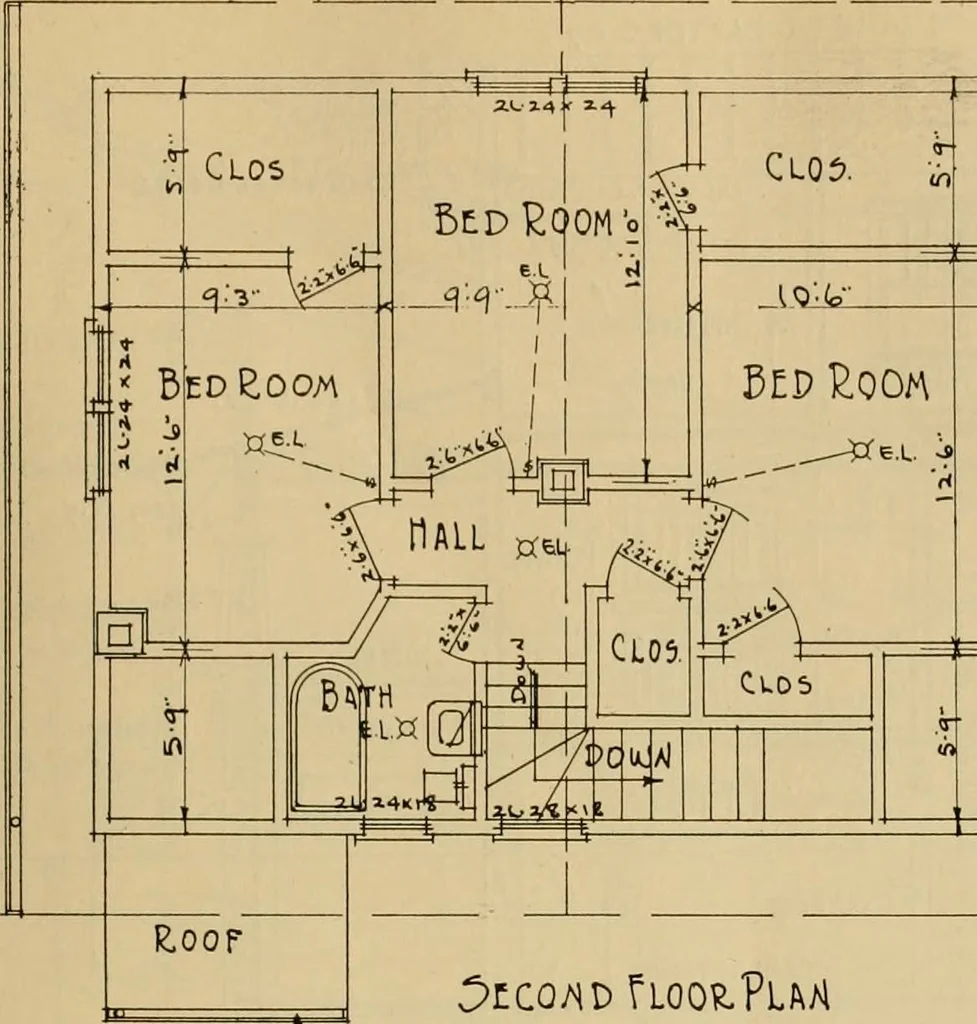 An illustration from Radford’s portfolio of details of building construction; a remarkable and unique collection of full-page plates, accurately drawn and reproduced to exact scale. Complete details for every style of interior trim, including special built-in features., 1911, leaf 64