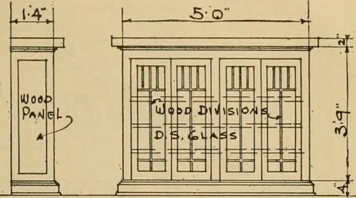 An illustration from Radford’s portfolio of details of building construction; a remarkable and unique collection of full-page plates, accurately drawn and reproduced to exact scale. Complete details for every style of interior trim, including special built-in features., 1911, leaf 66