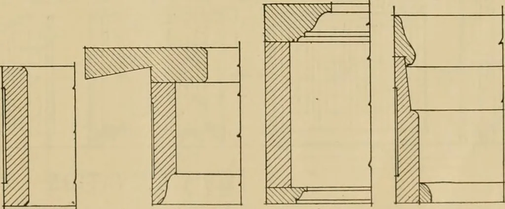 An illustration from Radford’s portfolio of details of building construction; a remarkable and unique collection of full-page plates, accurately drawn and reproduced to exact scale. Complete details for every style of interior trim, including special built-in features., 1911, leaf 66