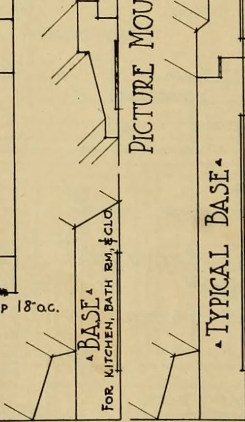 An illustration from Radford’s portfolio of details of building construction; a remarkable and unique collection of full-page plates, accurately drawn and reproduced to exact scale. Complete details for every style of interior trim, including special built-in features., 1911, leaf 73