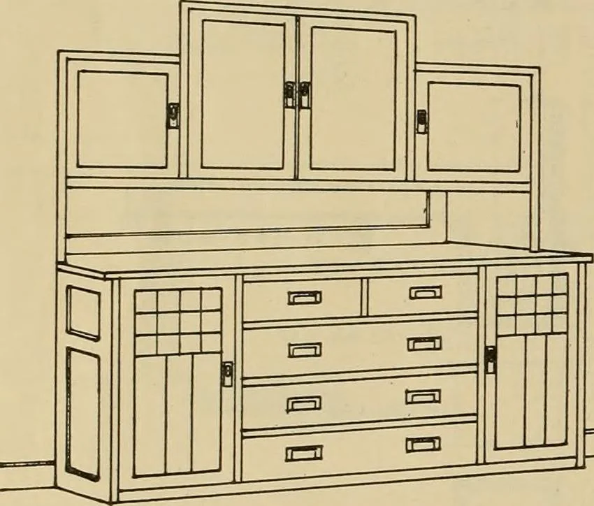 An illustration from Radford’s portfolio of details of building construction; a remarkable and unique collection of full-page plates, accurately drawn and reproduced to exact scale. Complete details for every style of interior trim, including special built-in features., 1911, leaf 75