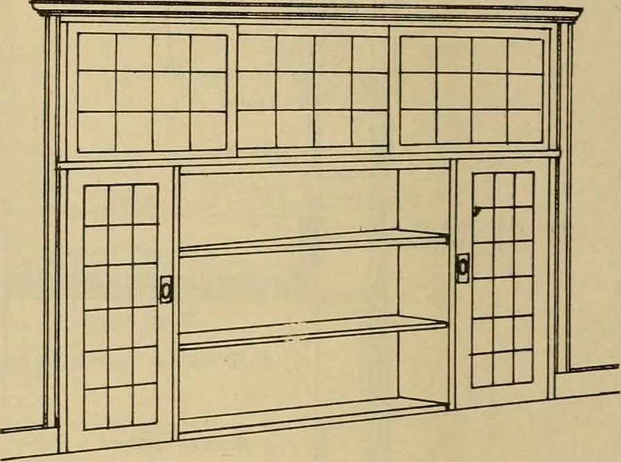 An illustration from Radford’s portfolio of details of building construction; a remarkable and unique collection of full-page plates, accurately drawn and reproduced to exact scale. Complete details for every style of interior trim, including special built-in features., 1911, leaf 75