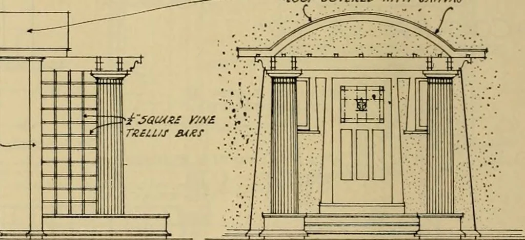 An illustration from Radford’s portfolio of details of building construction; a remarkable and unique collection of full-page plates, accurately drawn and reproduced to exact scale. Complete details for every style of interior trim, including special built-in features., 1911, leaf 77