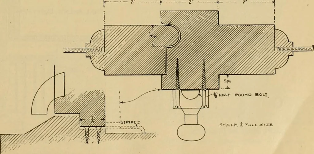 An illustration from Radford’s portfolio of details of building construction; a remarkable and unique collection of full-page plates, accurately drawn and reproduced to exact scale. Complete details for every style of interior trim, including special built-in features., 1911, leaf 90