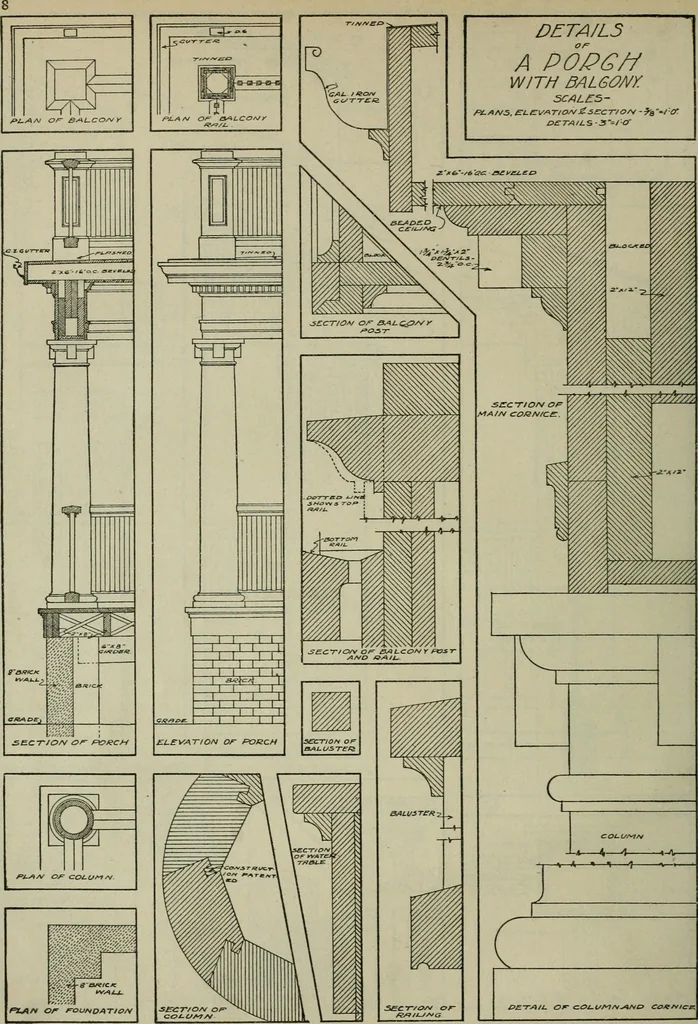 An illustration from Radford's portfolio of details of building construction : a remarkable and unique collection of full-page plates, accurately drawn and reproduced to exact scale ..., 1911, leaf 11
